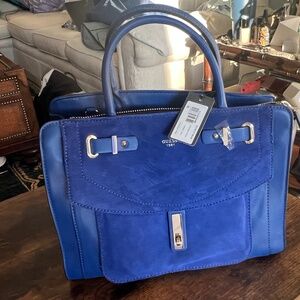 LARGE GUESS BLUE SUEDE SATCHEL -NEW WITH TAGS